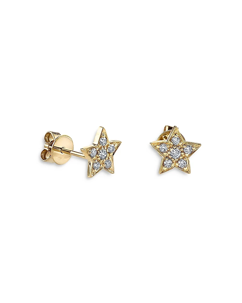 Sydney Evan 14K Yellow Gold Diamond Star Stud Earrings