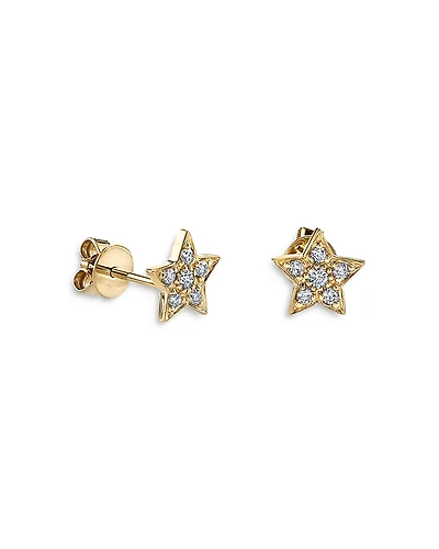 Sydney Evan 14K Yellow Gold Diamond Star Stud Earrings
