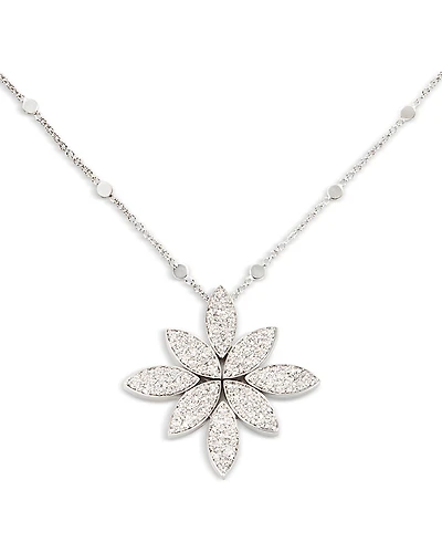 Pasquale Bruni 18K White Gold Ghirlanda Diamond Pave Cluster Flower Pendant Necklace, 16.5