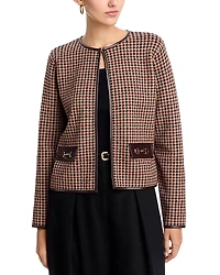Sioni Faux Leather Trim Cardigan