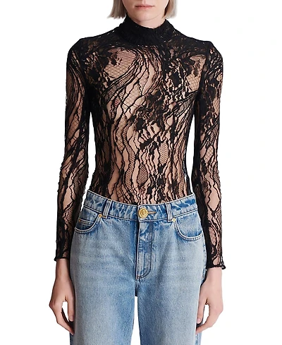 Balmain Long-Sleeved Lace Bodysuit