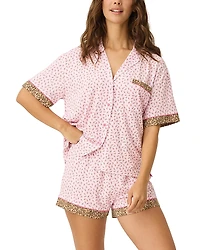 Pj Salvage Contrast Trim Floral Short Pajama Set