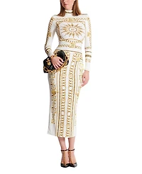 Balmain Long Printed Bodycon Dress with Foulard Pattern
