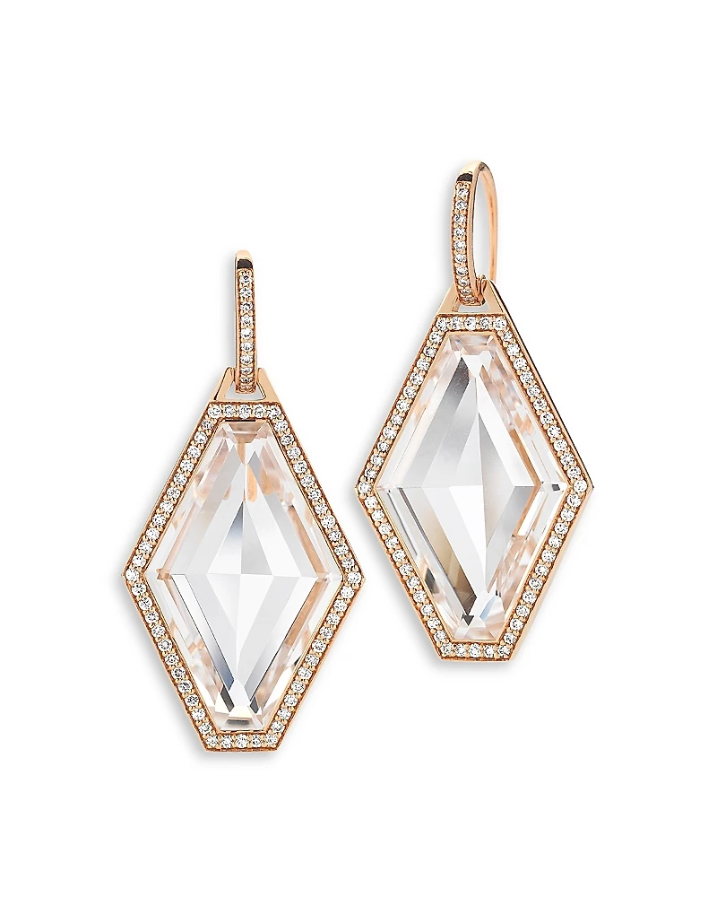 Walters Faith Rock Crystal & Diamond Frame Drop Earrings