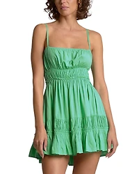 Elan Smocked Open Back Swim Cover Up Mini Dress