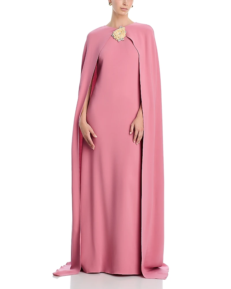 Oscar de la Renta Draped Sleeved Silk Blend Caftan Dress