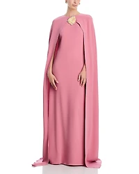 Oscar de la Renta Draped Sleeved Silk Blend Caftan Dress