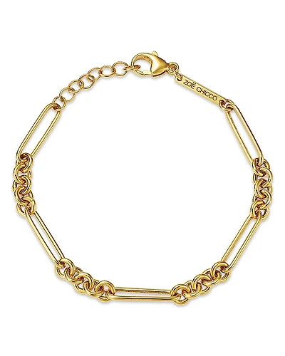 Zoe Chicco 14K Yellow Gold Heavy Metal Mixed Paperclip Rolo Link Chain Bracelet