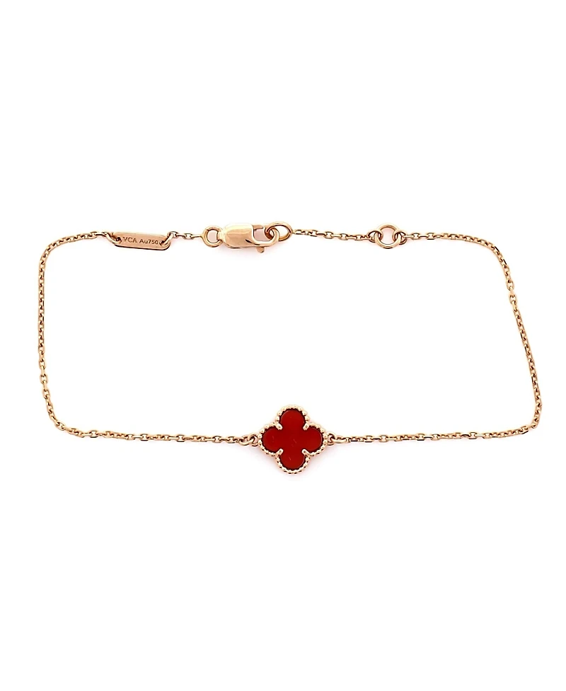 Pre-Owned Van Cleef & Arpels Sweet Alhambra Bracelet 18K Rose Gold and Carnelian