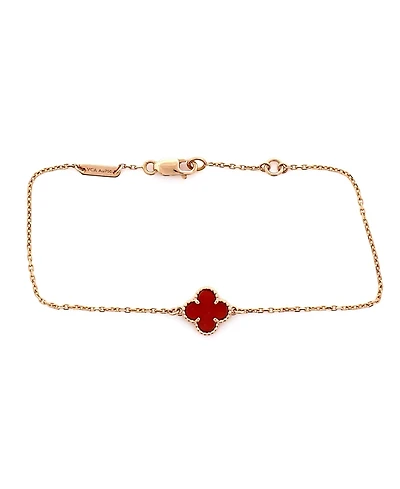 Pre-Owned Van Cleef & Arpels Sweet Alhambra Bracelet 18K Rose Gold and Carnelian