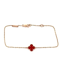 Pre-Owned Van Cleef & Arpels Sweet Alhambra Bracelet 18K Rose Gold and Carnelian
