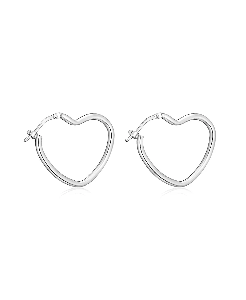 Oradina Sterling Silver Sweetheart Hoops