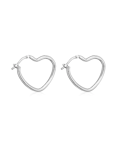 Oradina Sterling Silver Sweetheart Hoops
