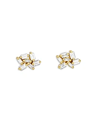 Suzanne Kalan 18K Yellow Gold Classic Baguette Cluster Stud Earrings
