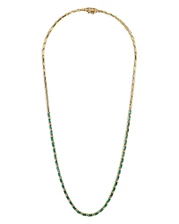 Suzanne Kalan 18K Yellow Gold Linear Emerald Baguette Half Tennis Necklace, 17.5