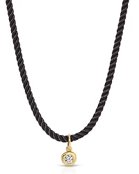 Ef Collection Diamond Bezel & Silk Cord Pendant Necklace