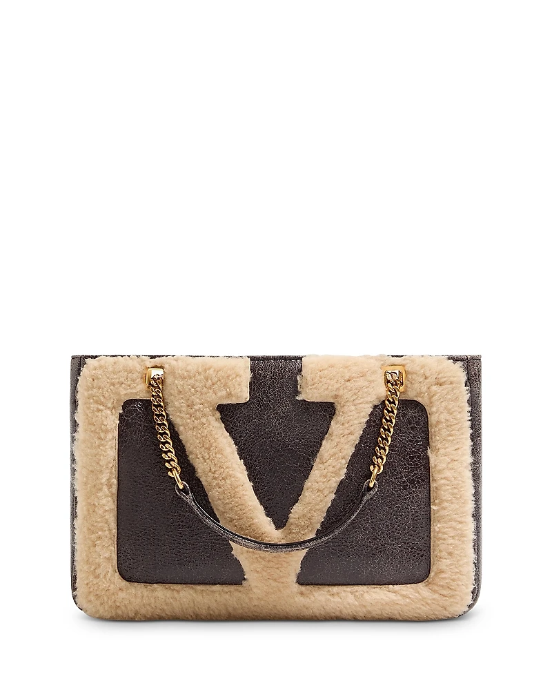 Valentino Garavani Viva Superstar Small Shearling Shopping Shoulder Bag