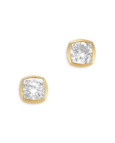 Bloomingdale's Fine Collection Luxe Collection Certified Lab Grown Diamond Cushion Bezel Stud Earrings