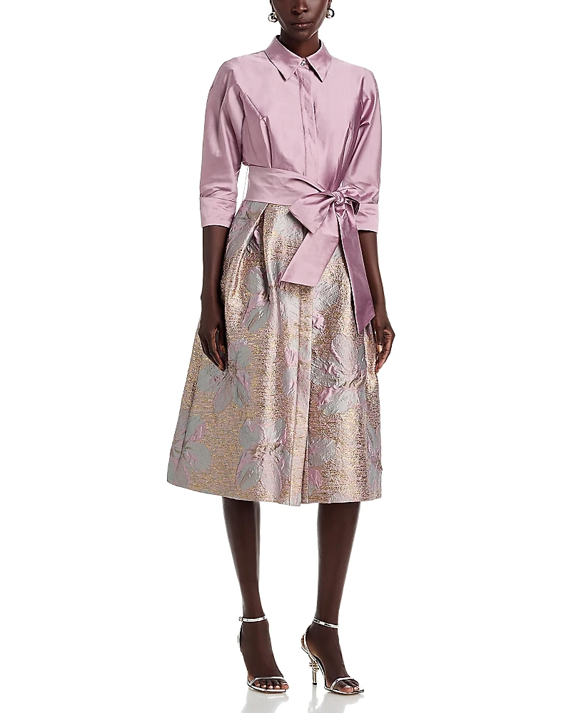 Teri Jon by Rickie Freeman Taffeta Jacquard Shirtdress