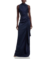 Teri Jon by Rickie Freeman Charmeuse Roll Collar Gown