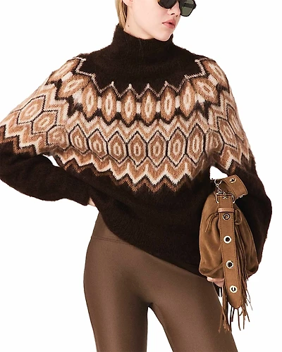 Maje Montebianco Fair Isle High Neck Sweater