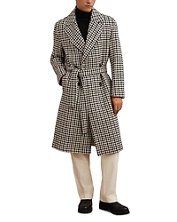 Reiss Solesto Wool Dogtooth Check Regular Fit Double Breasted Overcoat