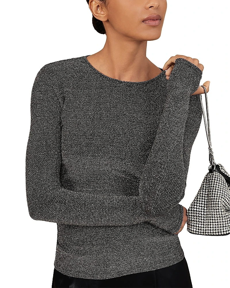 Reiss Saraphi Sparkle Long Sleeve Top