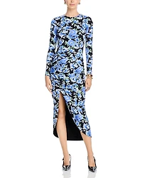 Aqua Ruched Midi Dress - Exclusive