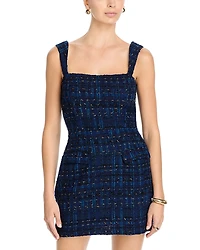 Aqua Metallic Tweed Mini Dress - Exclusive