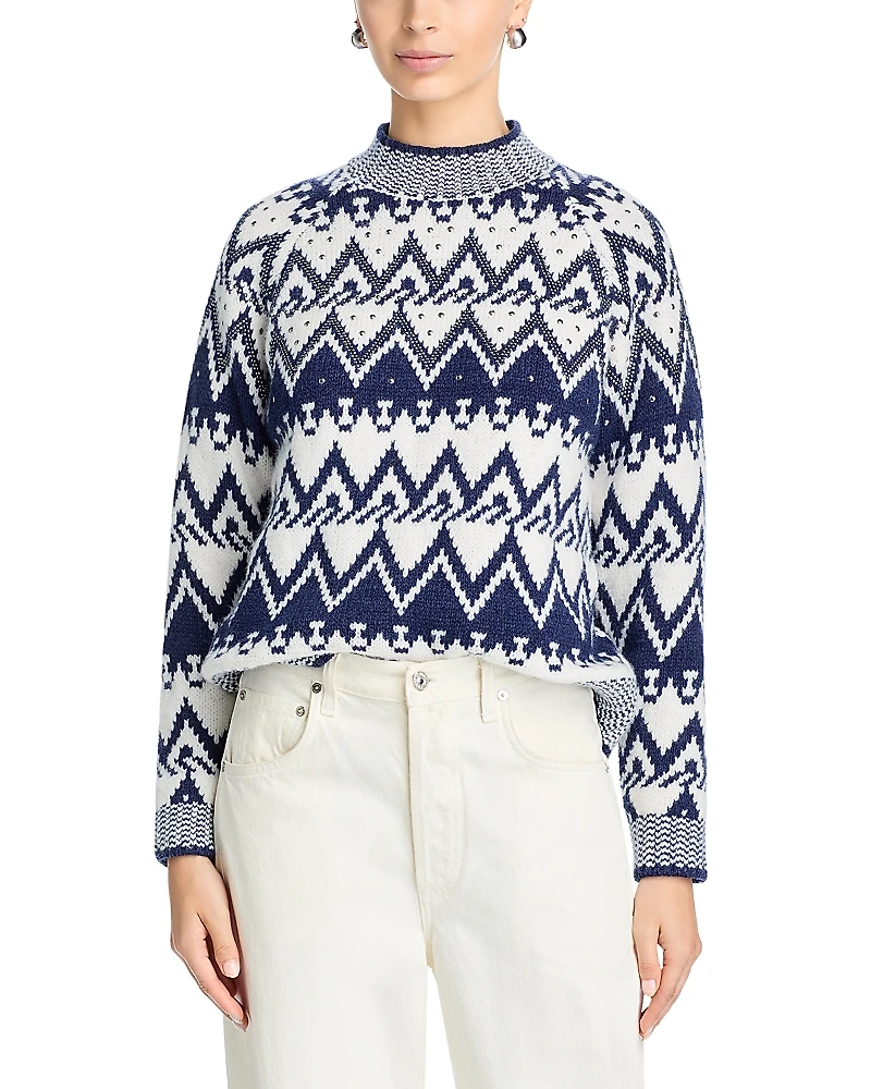 Aqua Studded Fair Isle Sweater - Exclusive