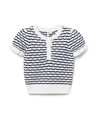 Janie and Jack Unisex Wavy Striped Pointelle Sweater Top - Little Kid, Big Kid
