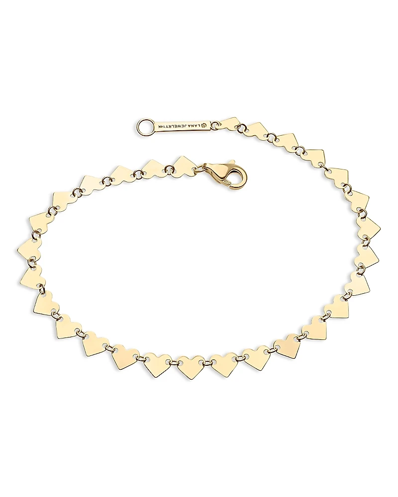 Lana Jewelry 14K Yellow Gold Heart Chain Link Bracelet
