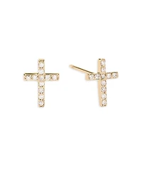 Lana Jewelry 14K Yellow Gold Diamond Cross Stud Earrings