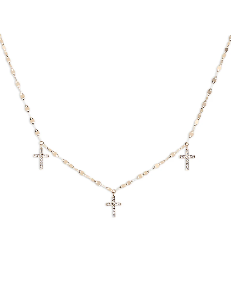 Lana Jewelry Diamond Pave Cross Triple Pendant Necklace