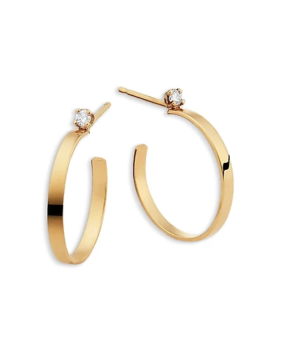 Lana Jewelry Diamond Solitaire Huggie Hoop Earrings