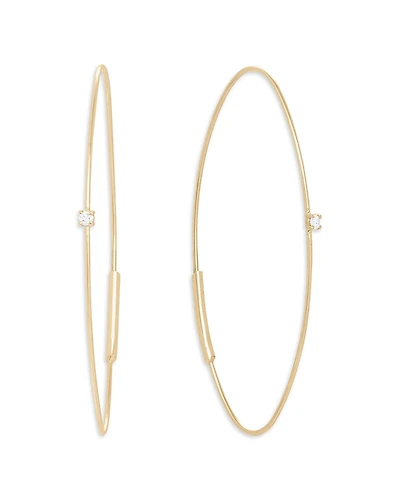 Lana Jewelry 14K Yellow Gold Diamond Oval Magic Wire Hoop Earrings
