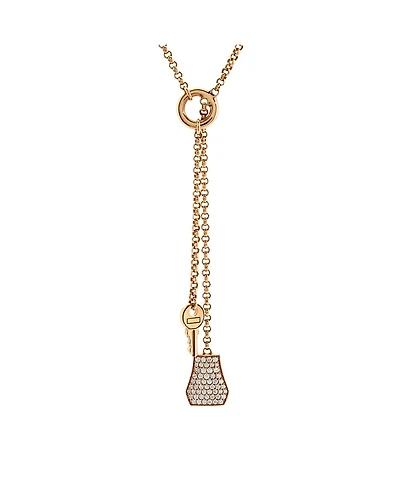 Pre-Owned Hermes Small Kelly Clochette Pendant Necklace 18K Rose Gold with Diamonds, 15