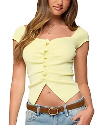 Edikted Lilibet Sweetheart Button Up Top