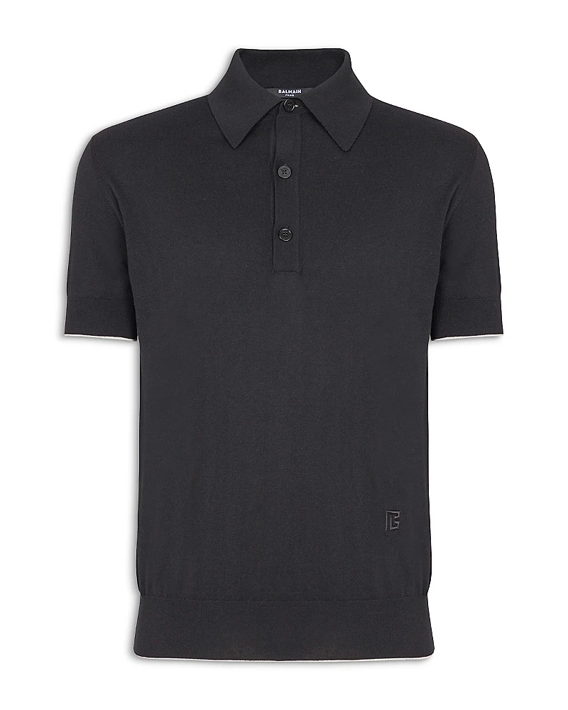 Balmain Ribbed Trim Knit Polo Shirt