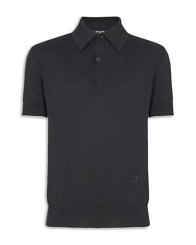 Balmain Ribbed Trim Knit Polo Shirt
