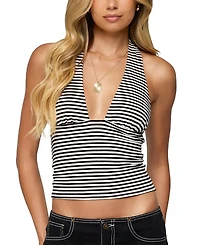 Edikted Sage Striped Halter Top