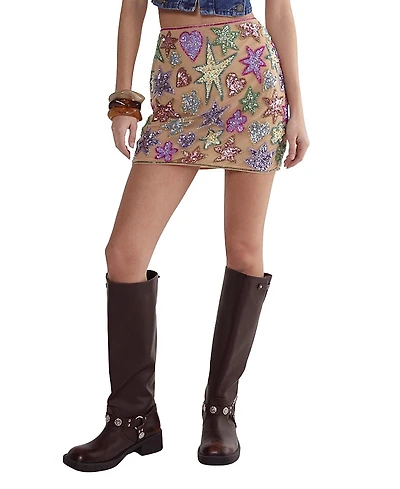 Nasty Gal Hand Embellished Sequin Mini Skirt