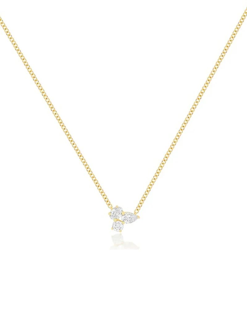 Ef Collection Diamond Mixed Cut Cluster Pendant Necklace
