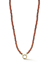 Moon & Meadow 14K Yellow Gold Garnet Bead Circle Clasp Collar Necklace, 17