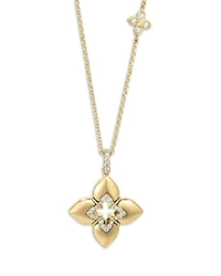 Roberto Coin 18K Yellow Gold Venetian Princess Cabochon Diamond Flower Pendant Necklace, 16-18