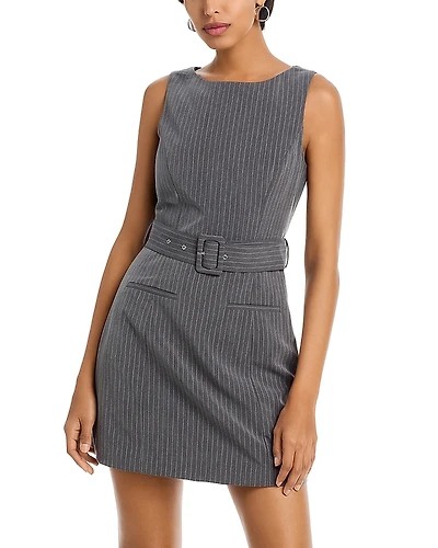 French Connection Minka Belted Pinstripe Dress