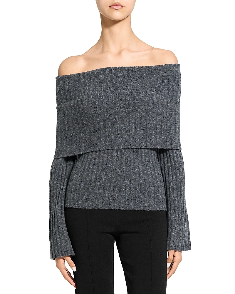 Theory Foldover Off-the-Shoulder Sweater