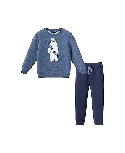 Andy & Evan Boys' Polar Bear Applique Sweater Twill Jogger Set - Little Kid