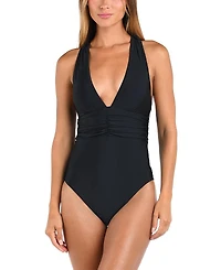 Sunshine 79 Solid V Plunge Crossback One Piece