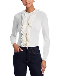 Alice and Olivia Dollie Ruffle Trim Cardigan